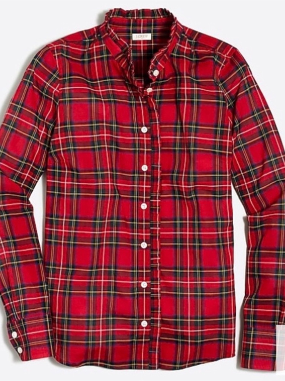 J. CREW Classic Red Plaid Button-Down Shirt - Womens Medium